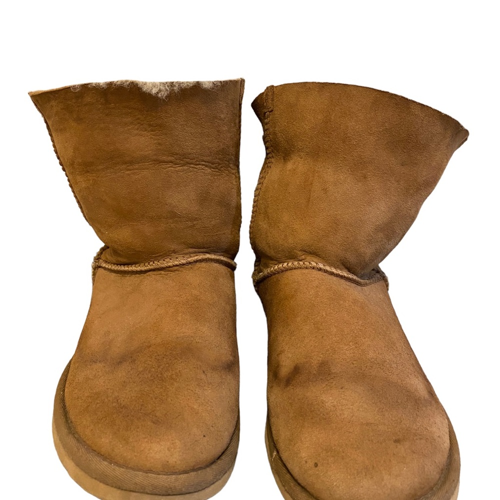 Ugg Australia Fairmont Brown Suede Buckle Back Shearling Boots Size 8 - Picture 3 of 9